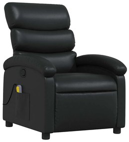 Poltrona de massagens reclinável couro artificial preto