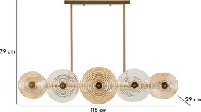 Candeeiro de Teto "Venice" Dourado – 116x27x79 cm