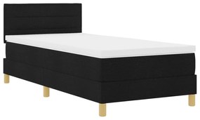 Cama Box Spring com Colchão Preta 90x200 cm Tecido