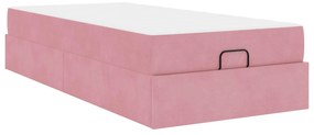 vidaXL Estrutura da Cama com colchão Rosa 90 x 200 cm Veludo