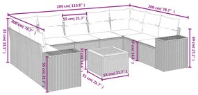 10 pcs conjunto de sofás p/ jardim com almofadões vime PE bege