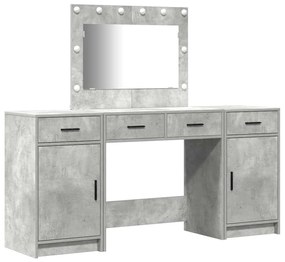 Conjunto de 3 Peças de Mesa de Maquiagem com LEDs em Madeira de Engenh