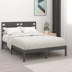 vidaXL Estrutura cama pequena casal 120x190 cm pinho maciço cinza
