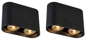 Conjunto de 2 focos modernos pretos - Ronda Duo Design,Moderno