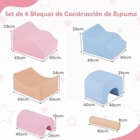 Conjunto de 6 Blocos de Escalada para Crianças, Capa Removível e Lavável, Multicolor