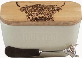 Manteigueira em cerâmica com faca de manteiga Highland Cow, conjunto de 2