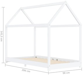 Estrutura de cama para crianças 90x200 cm pinho maciço branco