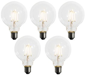 Conjunto de 5 Lâmpada LED regulável E27 G95 5W 450lm 2200K