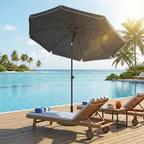 Guarda-sol regulável em altura, 200 cm, proteção UV UPF 50+ Cinza