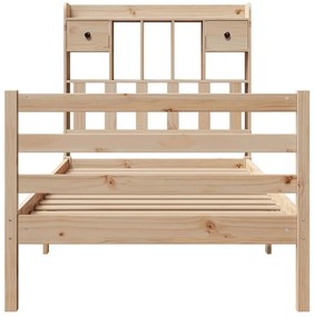 Cama com estante sem colchão 75x190 cm pinho maciço