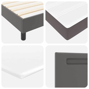 Cama Box com Colchão Cinza, 160x200 cm, Couro Sintético