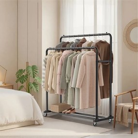 Guarda roupa aberto com rodas 46,5 x 110 x 155,5 cm Preto