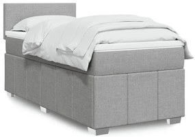 Cama com molas/colchão 90x200 cm tecido cinza-claro