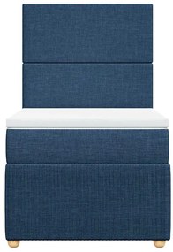 Cama com molas/colchão 80x200 cm tecido azul
