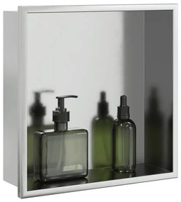 Nicho parede p/ duche 32x32x9 cm aço inoxidável prata escovada