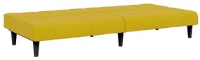 Sofá-cama 2 lugares c/ apoio de pés veludo amarelo