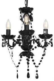 Lustre com contas redondo 3 x E14 preto