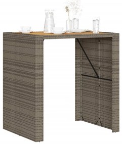 Mesa de bar para jardim com tampo em acácia vime PE cinza