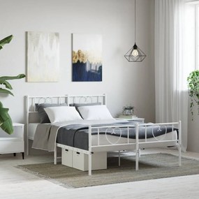 Estrutura de cama com cabeceira e pés 135x190 cm metal branco