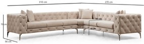 Sofá de Canto Como – Ecru – 310 cm x 70 cm x 270 cm
