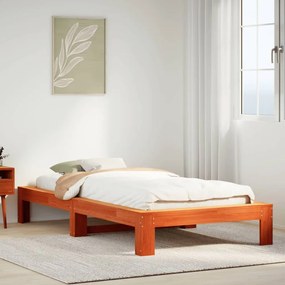 vidaXL Cama sem colchão 90x200 cm pinho maciço castanho-mel