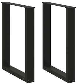 Pés de mesa de jantar em forma de U, 2 peças, preto, 70 x (72-73) cm,