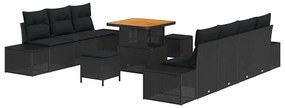 Conjunto de Sofá de Jardim vidaXL de 10 Peças com Almofadas Preto Ratt