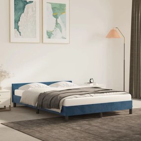 vidaXL Estrutura de cama sem colchão 140x200 cm veludo azul-escuro