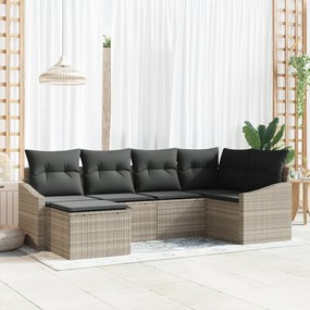 Conjunto de Jantar de Jardim com Almofadas 6 Peças Rattan Sintético Ci