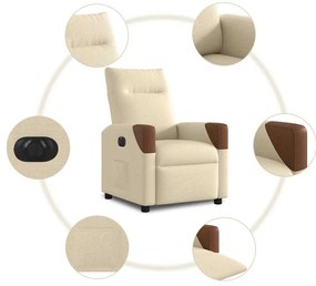 Poltrona reclinável elétrica tecido cor creme