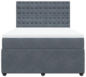 Cama com molas/colchão 160x200 cm veludo cinzento-escuro