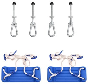 Assentos de baloiço 2pcs c/ pedras de escalada polietileno azul