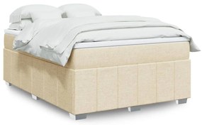 vidaXL Cama com molas/colchão 160x200 cm tecido cor creme