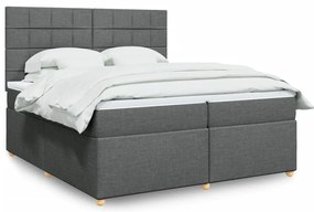 Cama com molas/colchão 200x200 cm tecido cinzento-escuro