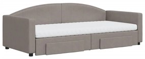 Sofá-cama c/ gavetão/gavetas 90x200 cm tecido cinza-acastanhado