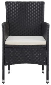 5 pcs conjunto jantar p/ exterior vime PE e vidro preto