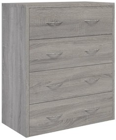 Aparador com 4 gavetas 60x30,5x71 cm cinzento sonoma