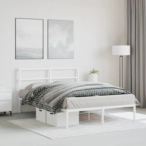 Estrutura de cama com cabeceira 140x200 cm metal branco