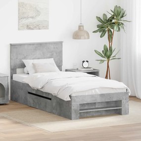 vidaXL Estrutura da Cama Cinzento 100 x 200 m Madeira processada