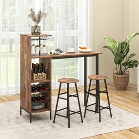 Conjunto de mesa de jantar com altura de balcão para sala de estar tipo bistrô - cinza