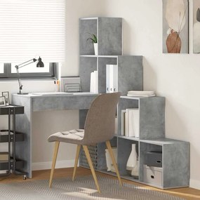 vidaXL Secretária de canto Cinzento cimento 101,5 x 149,5 x 149,5 cm