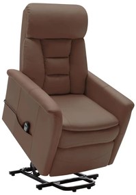 vidaXL Poltrona elevatória couro artificial castanho