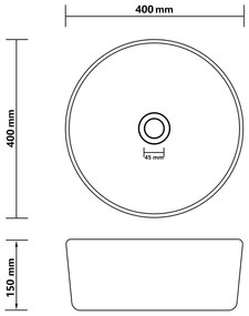 Lavatório luxuoso redondo 40x15 cm cerâmica branco mate