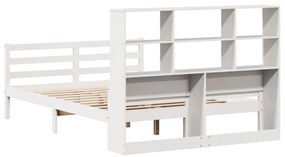 Cama com estante sem colchão 140x200 cm pinho maciço branco