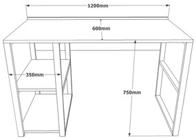 Secretária ML8 – Atlantic Pine – 120x75x60 cm