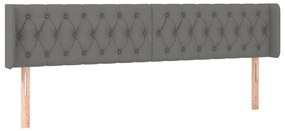 Cabeceira cama c/ luzes LED tecido 183x16x78/88cm cinza-escuro