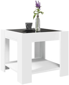 Mesa de centro c/ LEDs 53x53x45 cm derivados de madeira branco