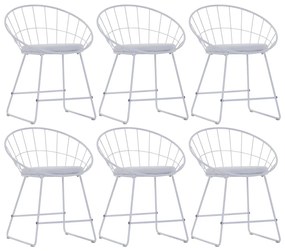 Cadeiras jantar c/ assentos couro artificial 6 pcs aço branco - 286659