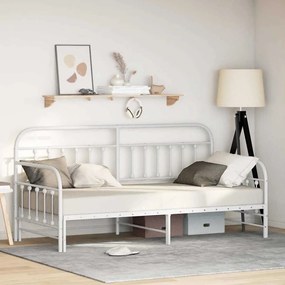 vidaXL Estrutura de cama de dia Branco 90 x 190 cm Aço revestido a pó