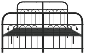 Estrutura de cama com cabeceira e pés 140x190 cm metal preto